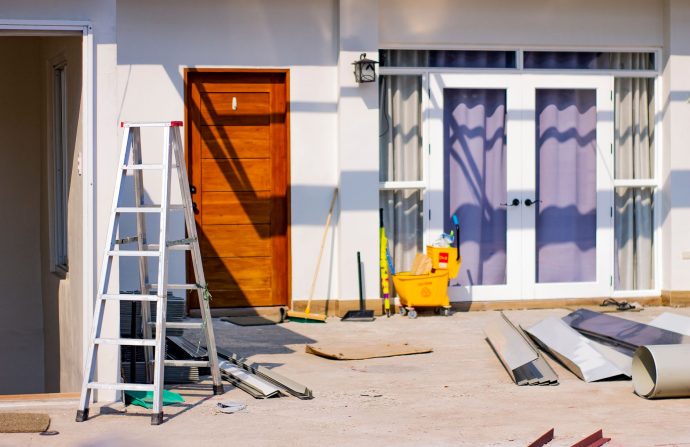 Front entrance of a house under renovation with tools and materials scattered around. — Choosing the Best Free Antivirus Prog