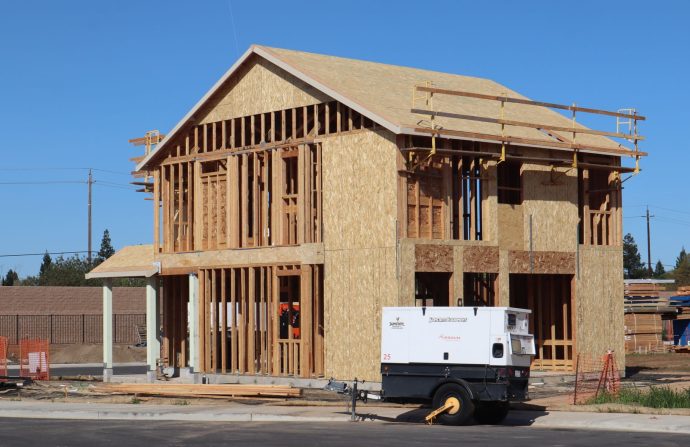 A new house under construction in Elk Grove, showing wooden framing and building materials. — G Data Ant-virus Review
