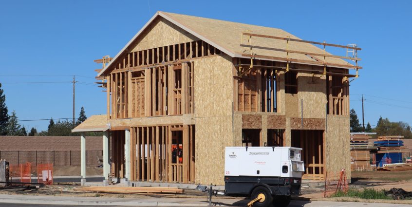 A new house under construction in Elk Grove, showing wooden framing and building materials. — G Data Ant-virus Review